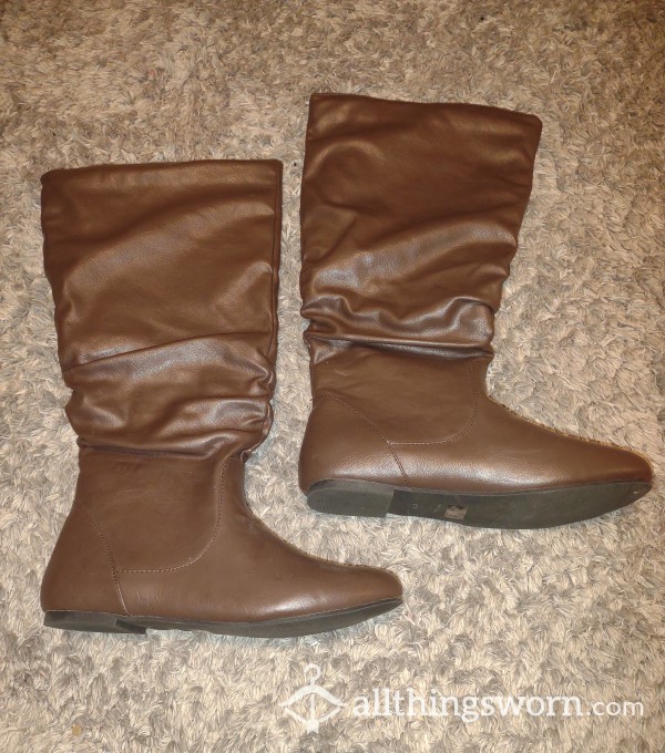 Knee High Brown Leather Boots