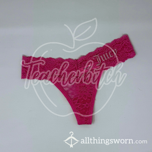Juicy Couture Hot Pink Lace Thong (S)