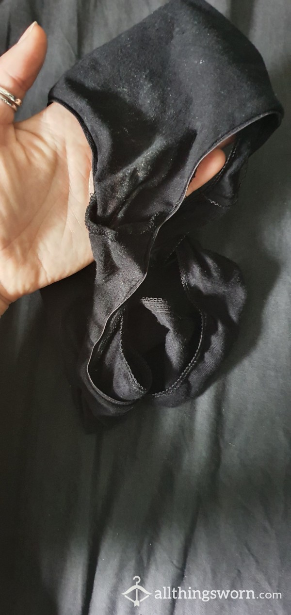 'Just F**ked' Black Cotton Panties (rare For Me)