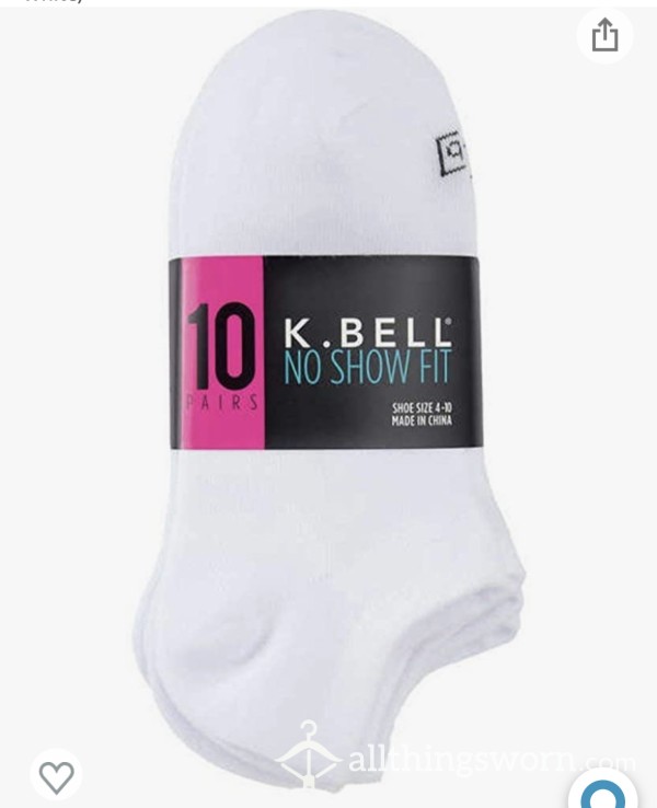 Sweaty K-Bell No Show White Socks 🧦 🤍