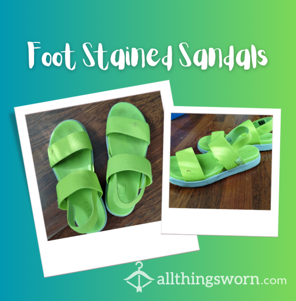 💚Keen Neon Green Stained Sandals💚~ Size 8.5US