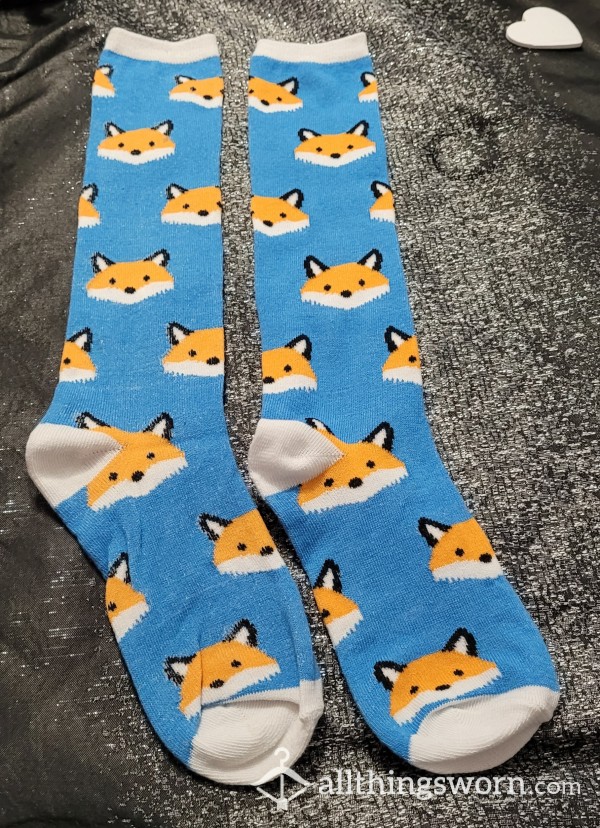 Knee High Blue Fox Socks