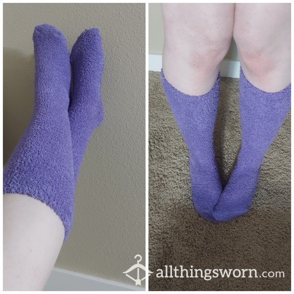 Knee High Fuzzy Purple Socks