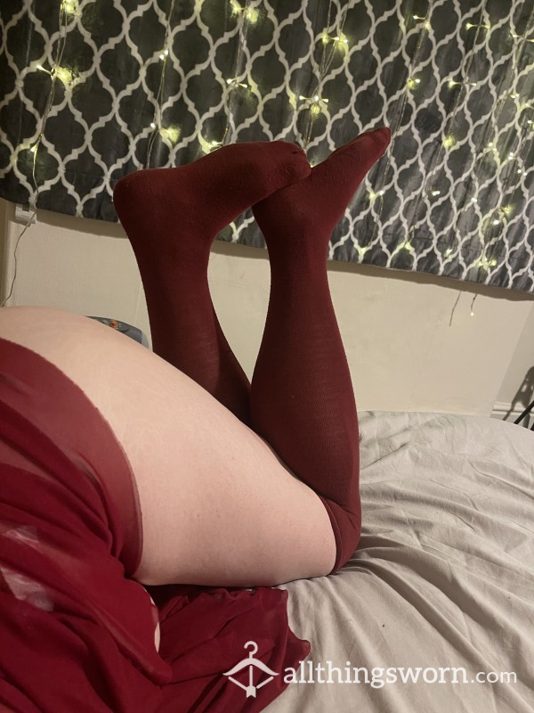 Knee High Red/burgundy Socks