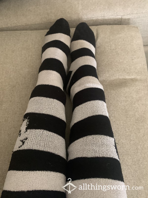 Knee High Striped Fleece Socks