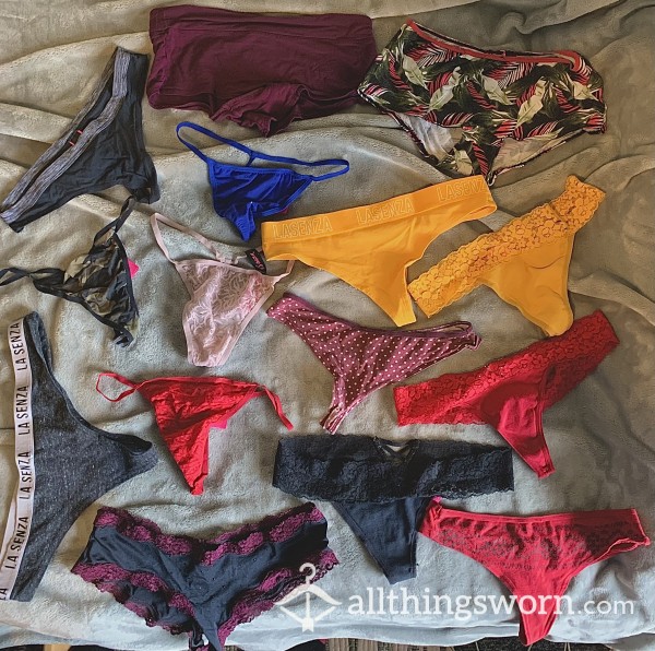 LA SENZA PANTY THONGS, Multicolour Lace And G String, Panty Holes, Well Worn Up To 10 Years, Canadian Panties