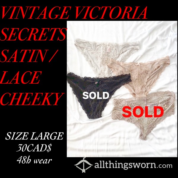 VICTORIA SECRET Size MEDIUM Cheeky Panties / Satin With Lace Details
