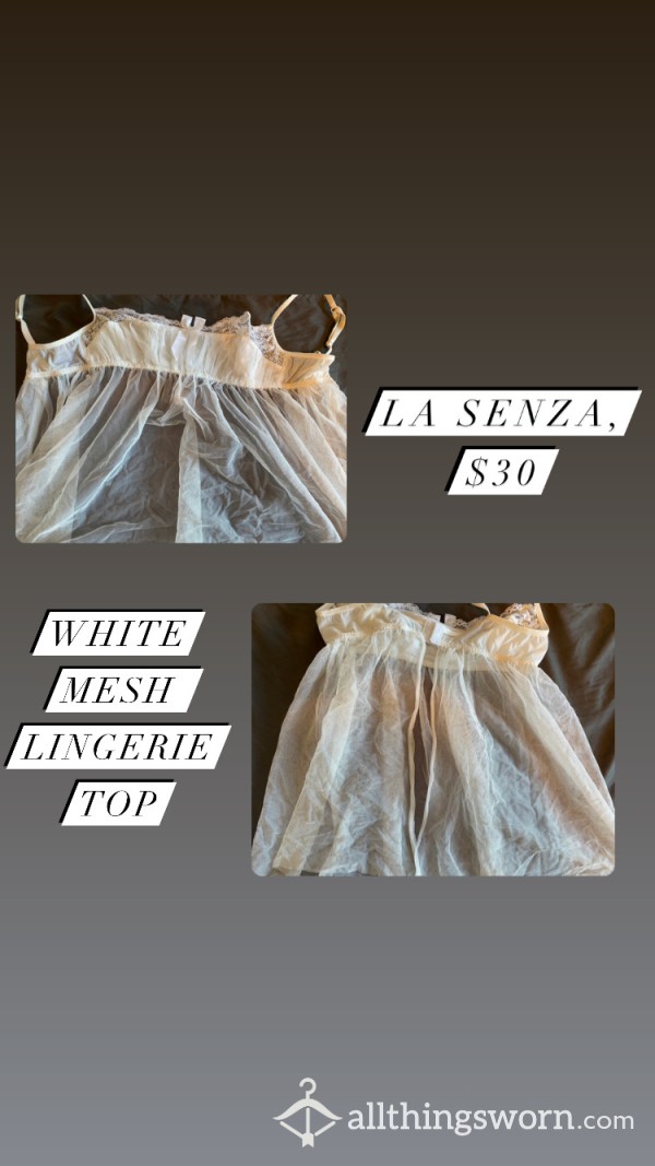 La SENZA White Mesh Lingerie Top/ Size Med 🤍
