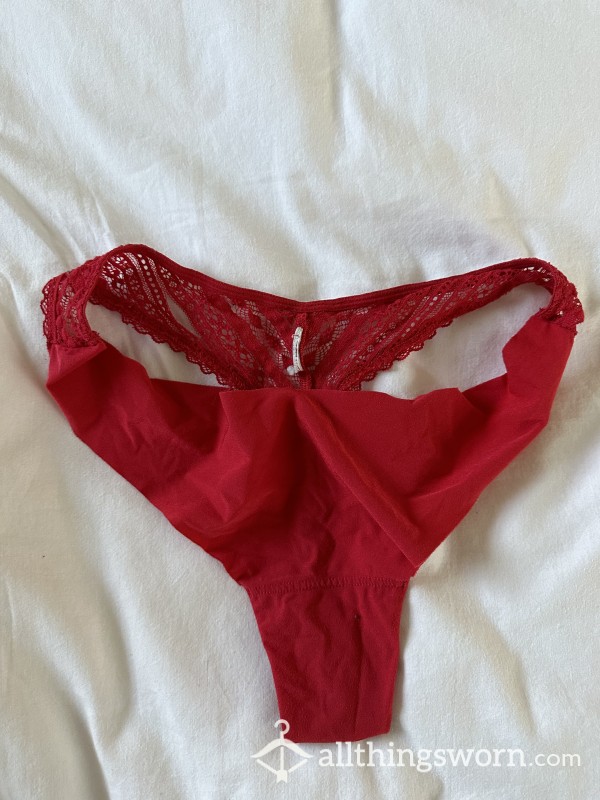 Lace And Stretchy Red Thong