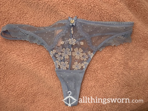 Lace Blue Flower Thong