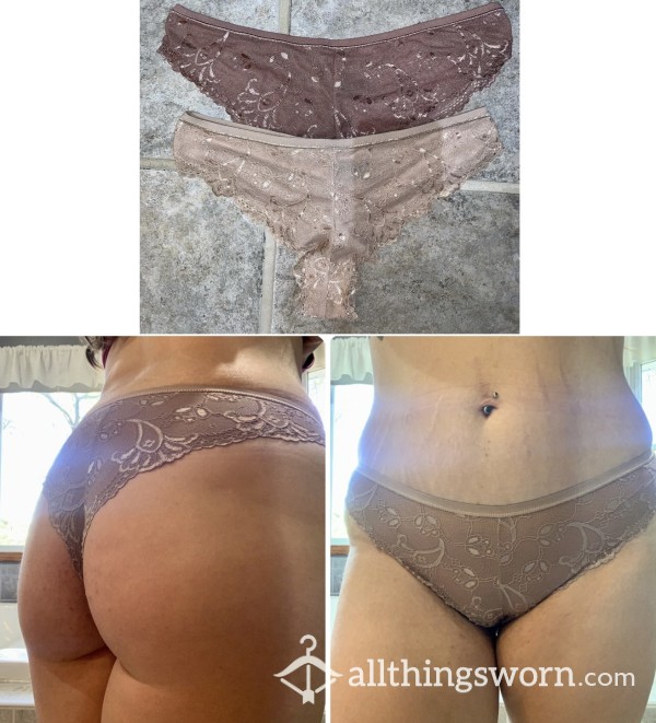 Lace Cheekie Panites; Available In Light Burgundy Or Dusty Pink