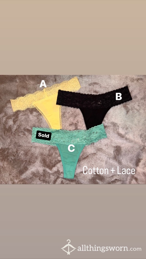 Lace + Cotton Thong 24hr Wear + 3day Shipping