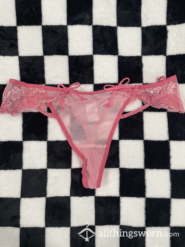 Lace Cut Out Thong (pink)