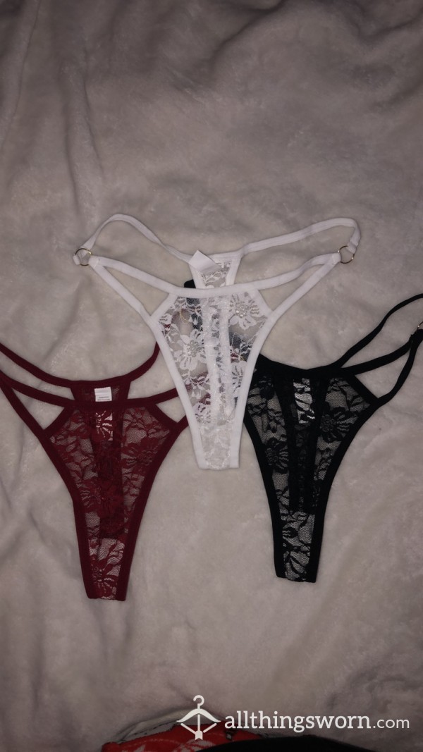 Lace Cutout Thong - 3 Colors Available