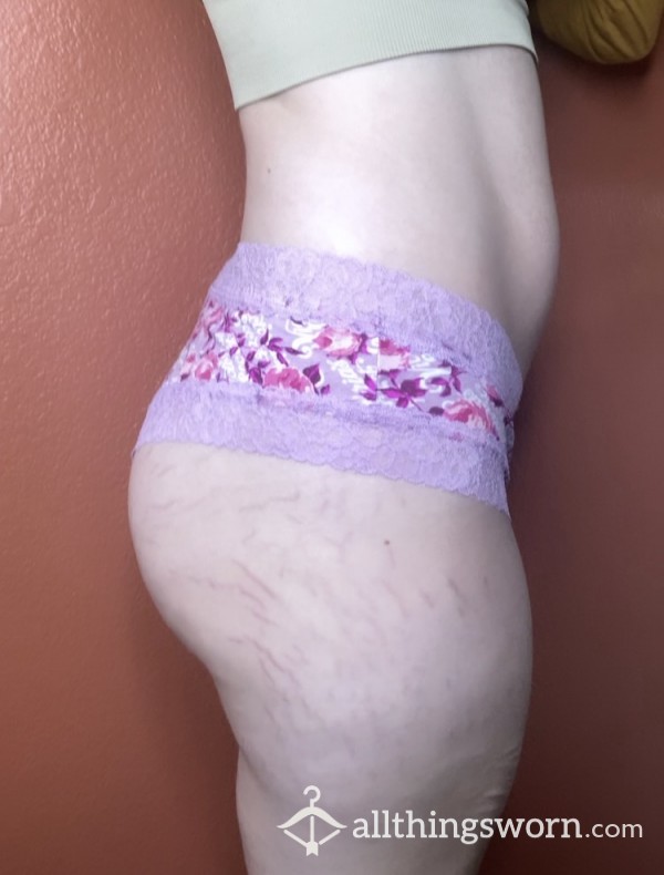 Lace Lavender Flower Cheeky Panties XL