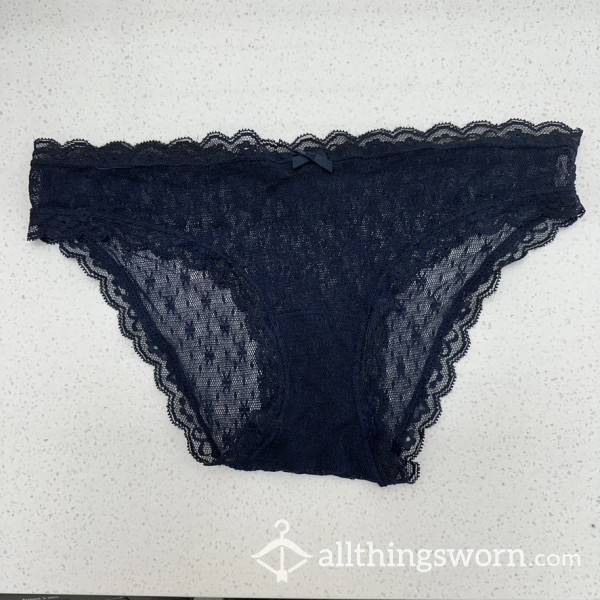 Lace Navy Blue Gilly Hicks Bikini Cut Panties Size Small