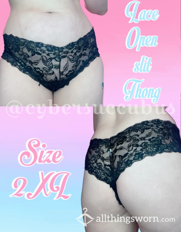 Lace Open Slit Thong