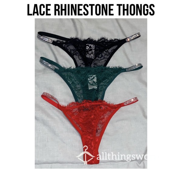 Lace Rhinestone Thongs🥀