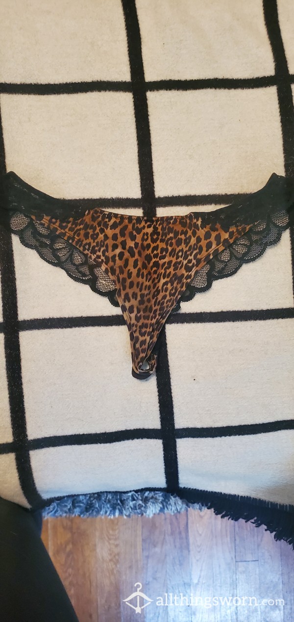 Lace Satin Leopard Well Worn Thong