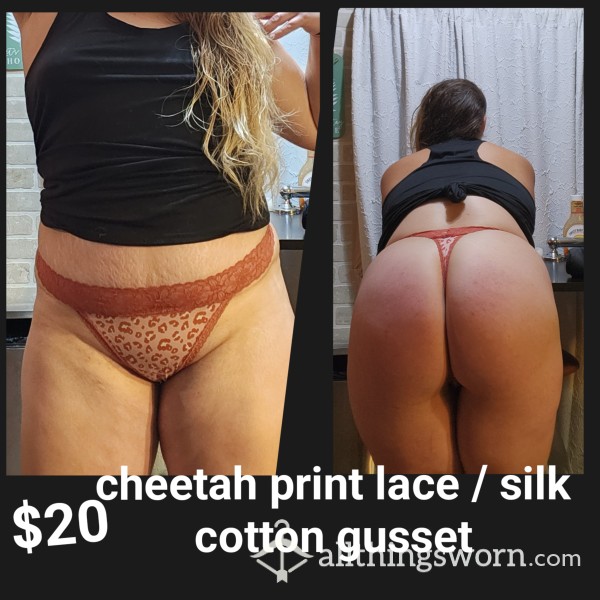 Lace / Silk --> Cotton Gusset. Cheetah Print Panties. 48hr Wear & Shipping With Tracking 💦