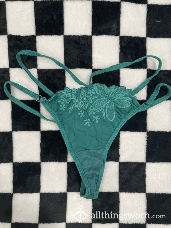 Lace Strappy Thong (emerald Green)