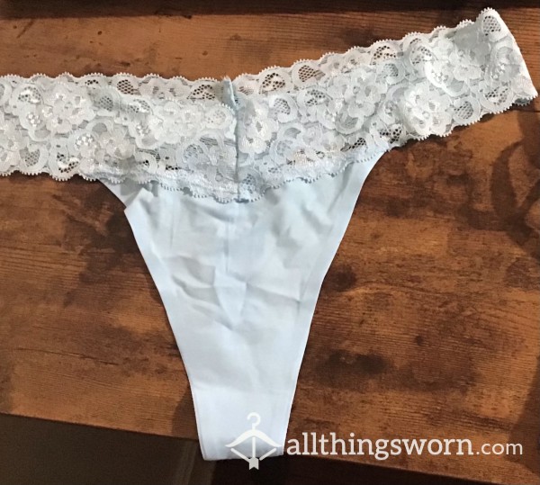 Lace Thong - Baby Blue - Includes US Shipping & 24 Hr Wear - Customizable