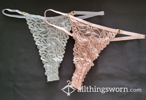 Lace Thong - Pink Or Grey, Minimum Coverage