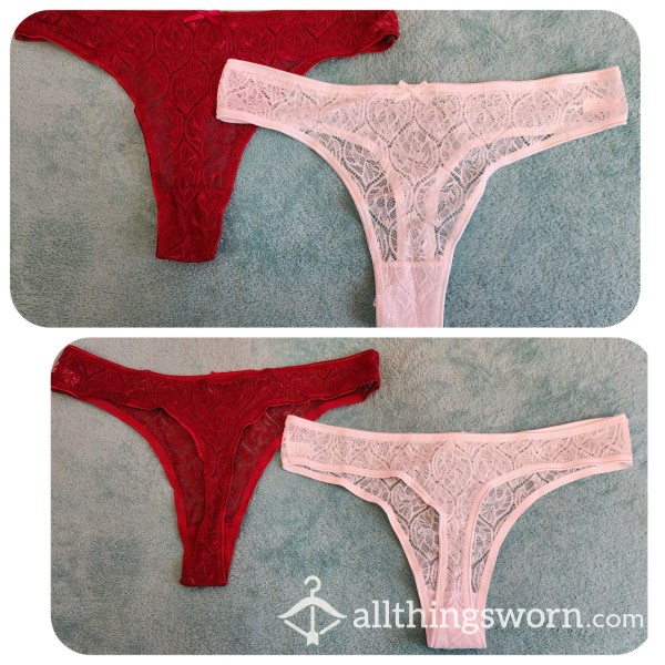 Lace Thongs - Available In Red And White
