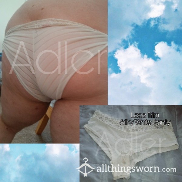 Lace Trim Silky White Panty