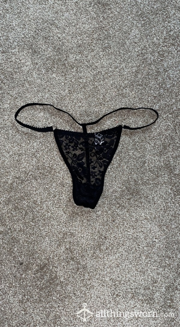 Lacey Black V-string Panties