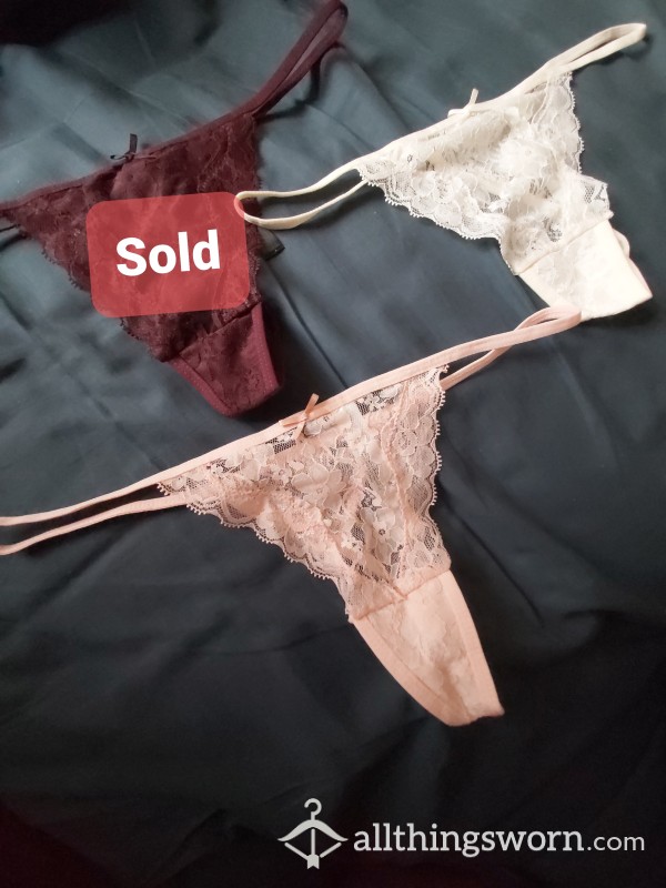 **ALL SOLD** Lacey Thongs With String Sides Size 8 Uk