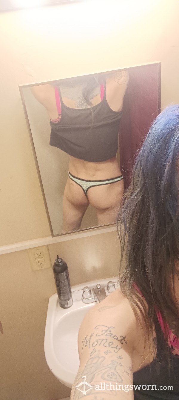 Lacey Turquoise Thong Worn 24 Hrs