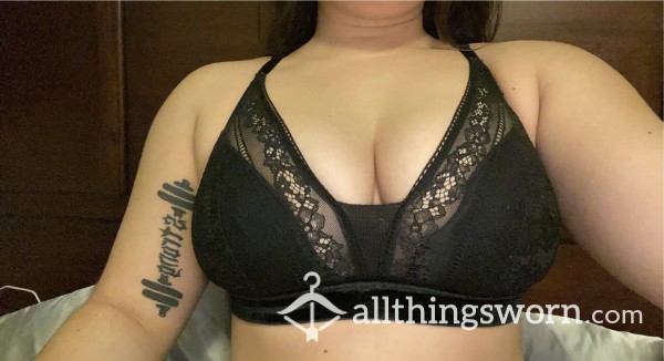 Lacey, Well Used Bralette. Boobs Are Popping Out Of This Small Bra
