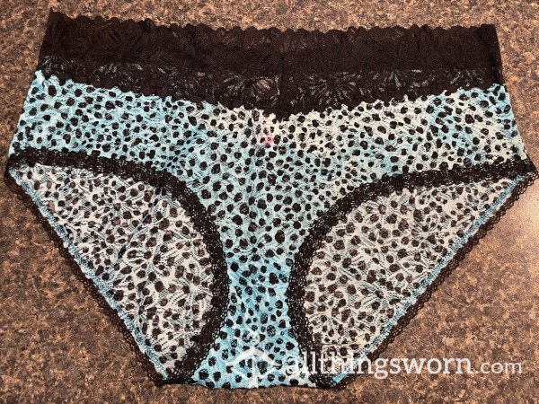 Lacy Blue & Black Animal Print Panties Washed & Ready To Wear!