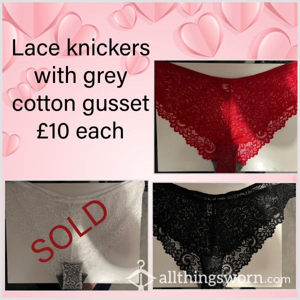Lacy Knickers With Grey Cotton Gusset