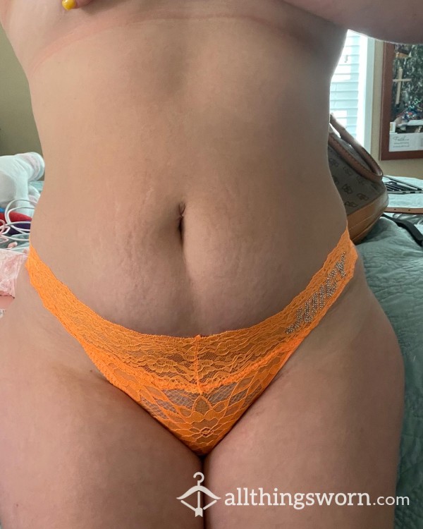 Lacy Neon Orange Juicy Couture Thong