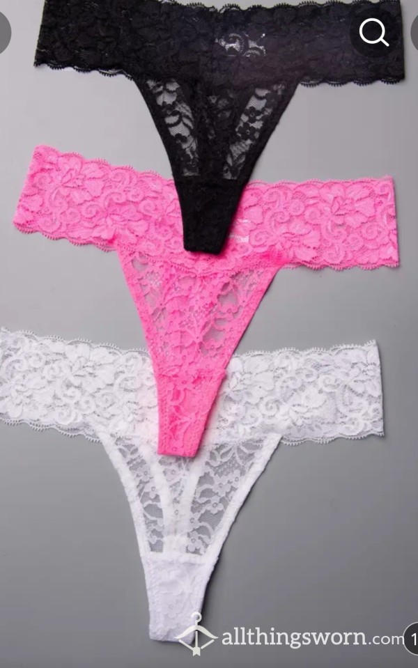 Lacy Thongs Different Colours,pinl,black Or White Sz 14/16