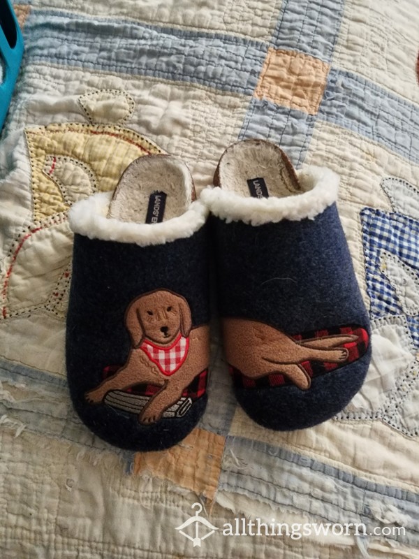 Lands End Doggy Furry Slippers