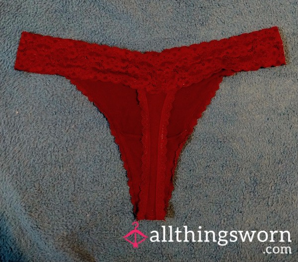 Large Maroon Lacy Thong