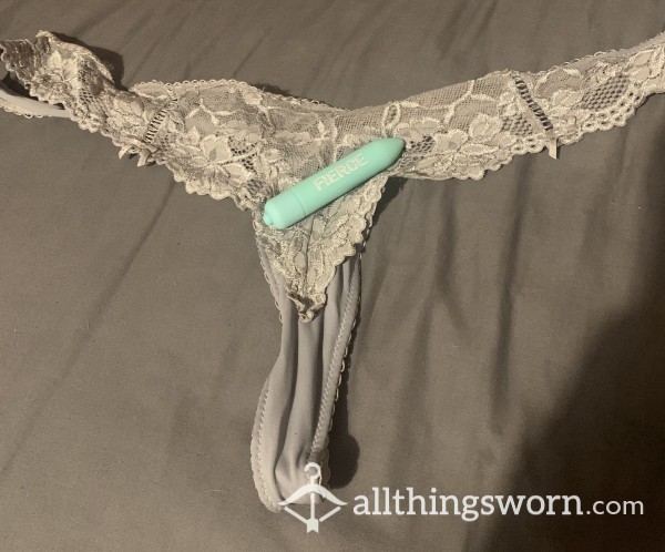 Large Over Washed(faded) Thongs Worn All Day And Now Going To Use My Toy In Them
