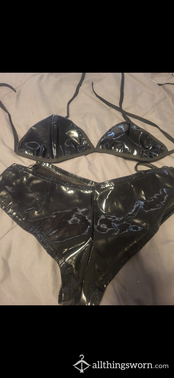 Latex Vegan Leather Kinky Domme Black Set