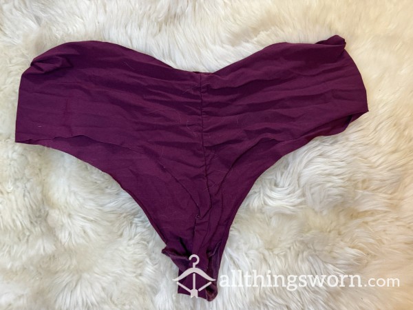 LAUNDRY DAY! Heavily Worn Burgundy High Waisted Thong