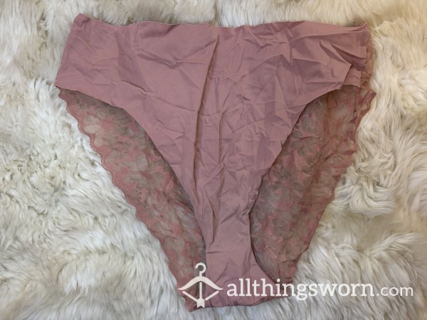 LAUNDRY DAY! Heavily Worn Pink Panty With Full Lace Back