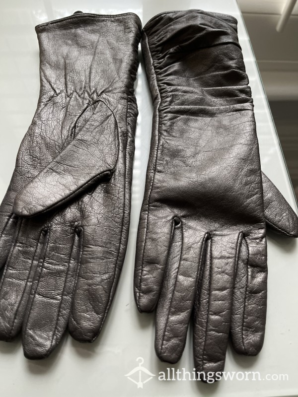 Leather Gloves - Gunmetal Colour