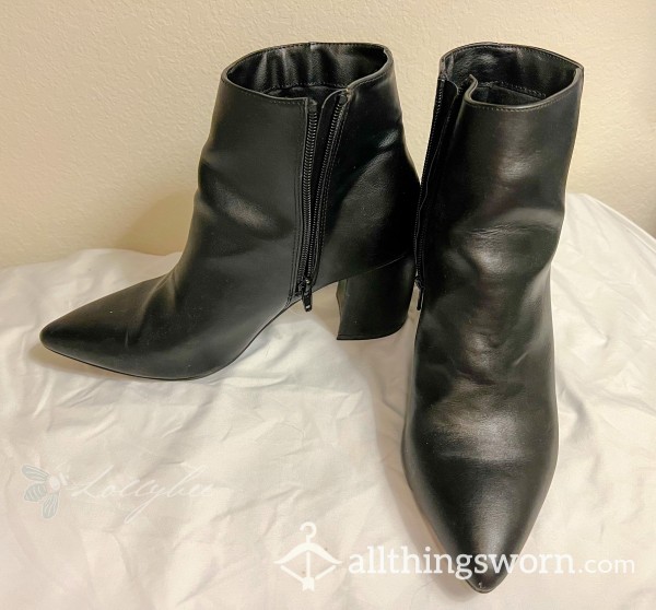 “Leather” Heeled Ankle Boots