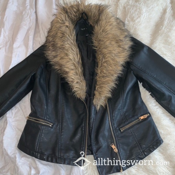 Leather Jacket With Fur Trim