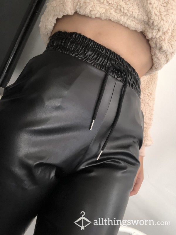 Leather Look High Waisted Pants