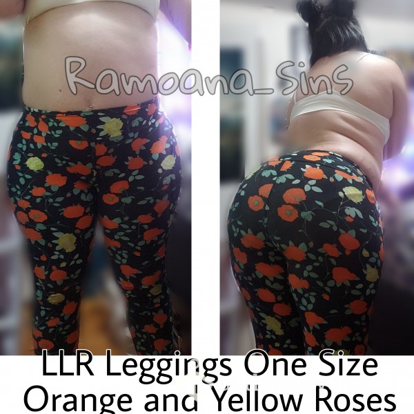 Leggings With Orange And Yellow Roses