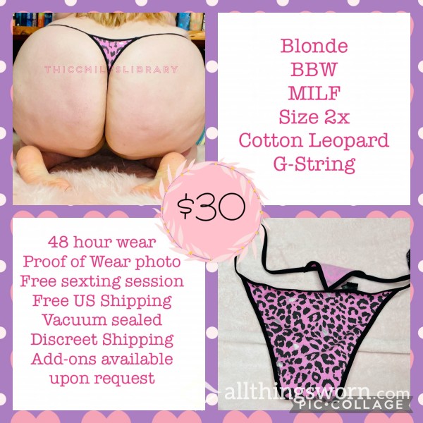 Leopard G-strings (Two Colors Available) Worn By Blonde BBW MILF
