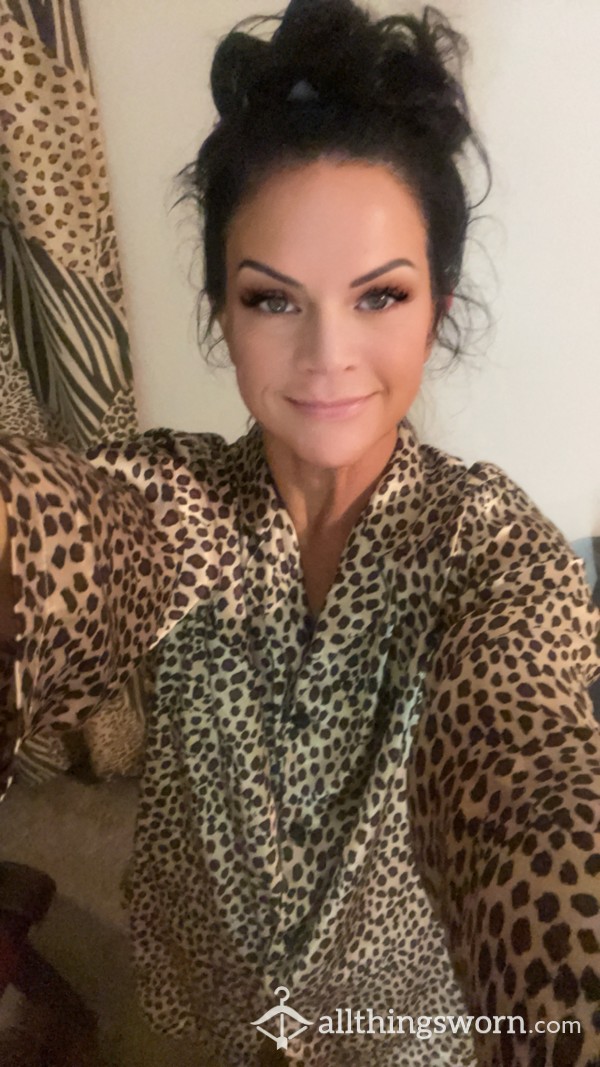 Leopard Print Kitty Satin Pajamas